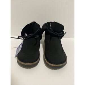 NWOB BIRKENSTOCK Bakki Ankle Boots Sz 6 Black Suede Shearling